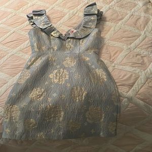 Floral Blue and Gold Dress Size Small
